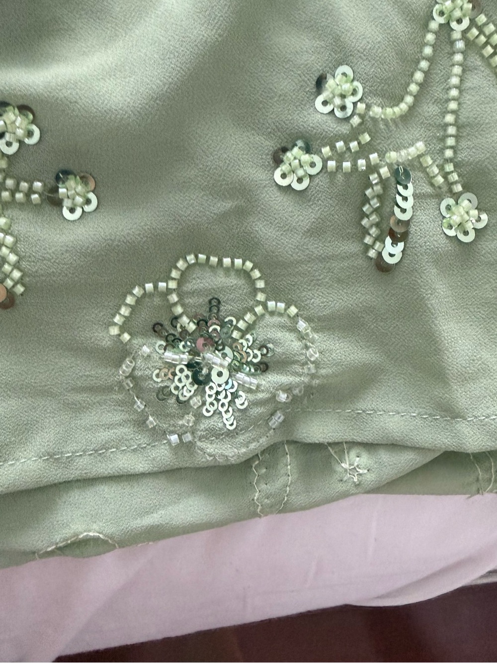 Sage Green Sequin Halter Mini Dress - Picture 4 of 5